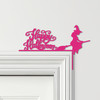 Door Topper Happy Halloween Decor Witch With Broom Various Colours Decor Sign