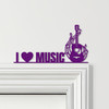 Door Topper I Love Music Guitar Music Notes Various Colours Frame Decor Sign
