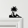 Door Topper Woman Relaxing Palm Tree Beach Cocktail Various Colours Decor Sign