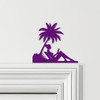Door Topper Woman Relaxing Palm Tree Beach Cocktail Various Colours Decor Sign