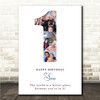 Photo Collage 6-Photo 1st Birthday Gift For Boys Baby White Print Or Canvas