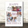 Photo Collage 80th Birthday Gift For Aunty 6-Photo Portrait Print Or Canvas