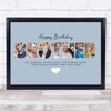 Photo Collage Blue 7-Photo Birthday Custom Gift For Brother Print Or Canvas