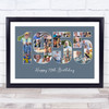 Photo Collage Blue Birthday Gift For Him 23-Photo Year 1955 Print Or Canvas