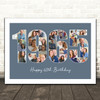 Photo Collage Blue Birthday Gift For Him 24-Photo Year 1965 Print Or Canvas