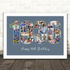 Photo Collage Blue Birthday Gift For Him 25-Photo Year 1936 Print Or Canvas