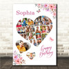Photo Collage Girls Kids Birthday Gift 19-Photo Pink Floral Print Or Canvas