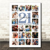 Photo Collage 21st Birthday Gift For Grandson 20-Photo Blue Print Or Canvas