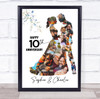 Photo Collage 10th Wedding Anniversary Gift 13-Photo Floral Print Or Canvas
