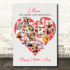 Photo Collage Gift For Mum Mother's Day 16-Photo Red Heart Print Or Canvas