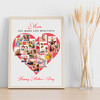 Photo Collage Gift For Mum Mother's Day 16-Photo Red Heart Print Or Canvas