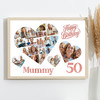 Photo Collage 50th Birthday Gift For Mummy 20-Photo Hearts Print Or Canvas