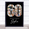 Photo Collage 60th Birthday Gift For Her 18-Photo 60 Black Print Or Canvas