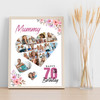 Photo Collage 70th Birthday Gift For Mummy 19-Photo Floral Print Or Canvas
