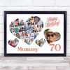 Photo Collage 70th Birthday Gift For Mummy 20-Photo Hearts Print Or Canvas