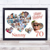 Photo Collage 70th Birthday Gift For Nanny 20-Photo Hearts Print Or Canvas