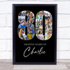 Photo Collage 80th Birthday Gift For Him 16-Photo 80 Black Print Or Canvas