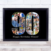 Photo Collage 90th Birthday Gift For Him 16-Photo 90 Black Print Or Canvas