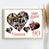 Photo Collage 90th Birthday Gift For Nanna 20-Photo Hearts Print Or Canvas