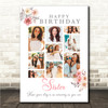 Photo Collage 9-Photo Birthday Gift Pink Floral For Sister Print Or Canvas