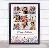 Photo Collage Birthday Gift Anyone 9-Photo Pink Floral Print Or Canvas