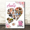 Photo Collage 16th Birthday Gift For Aunty 19-Photo Floral Print Or Canvas