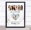 Photo Collage Mum's Birthday Gift 4-Photo Mum Heart Floral Print Or Canvas