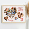 Photo Collage 21st Birthday Gift For Aunty 20-Photo Hearts Print Or Canvas