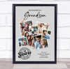 Photo Collage 21st Birthday Gift For Grandson 7-Photo Grey Print Or Canvas