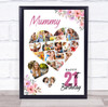 Photo Collage 21st Birthday Gift For Mummy 19-Photo Floral Print Or Canvas