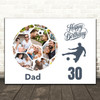 Photo Collage 30th Birthday Gift For Dad 14-Photo Football Print Or Canvas