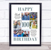 Photo Collage 100th Birthday Personalised Gift For Uncle 6-Photo Print Or Canvas