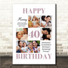 Photo Collage 40th Birthday Personalised Gift For Mummy 6-Photo Print Or Canvas