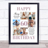 Photo Collage 60th Birthday Personalised Gift For Nanny 6-Photo Print Or Canvas