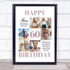 Photo Collage 60th Birthday Personalised Gift For Niece 6-Photo Print Or Canvas