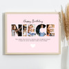 Photo Collage Pink 5-Photo Birthday Personalised Gift For Niece Print Or Canvas