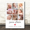 Photo Collage Personalised Gift For New Baby 9-Photo Red Heart Print Or Canvas
