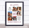 Photo Collage 40th Birthday Personalised Gift For Wife 6-Photo Print Or Canvas
