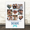 Photo Collage Father's Day Personalised Gift 9-Photo 3 Hearts Print Or Canvas