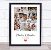 Photo Collage Wedding Personalised Gift 11-Photo Red Heart Print Or Canvas