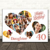 Photo Collage 40th Birthday Gift For Daughter 20-Photo Hearts Print Or Canvas