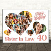 Photo Collage 40th Birthday Gift For Sister-In-Law 20-Photo s Print Or Canvas