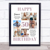 Photo Collage 50th Birthday Gift For Fiancée 6-Photo Portrait Print Or Canvas