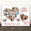 Photo Collage 50th Birthday Gift For Mother-In-Law 20-Photo s Print Or Canvas