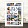 Photo Collage 80th Birthday Gift For Friend 20-Photo Portrait Print Or Canvas