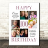 Photo Collage 100th Birthday Gift For Cousin 6-Photo Portrait Print Or Canvas