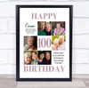 Photo Collage 100th Birthday Gift For Cousin 6-Photo Portrait Print Or Canvas