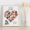 Photo Collage 21st Birthday Gift For Wife 16-Photo Pink Heart Print Or Canvas