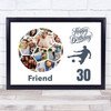 Photo Collage 30th Birthday Gift For Friend 14-Photo Football Print Or Canvas