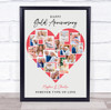 Photo Collage Gold 50th Wedding Anniversary Gift 16-Photo Red Print Or Canvas